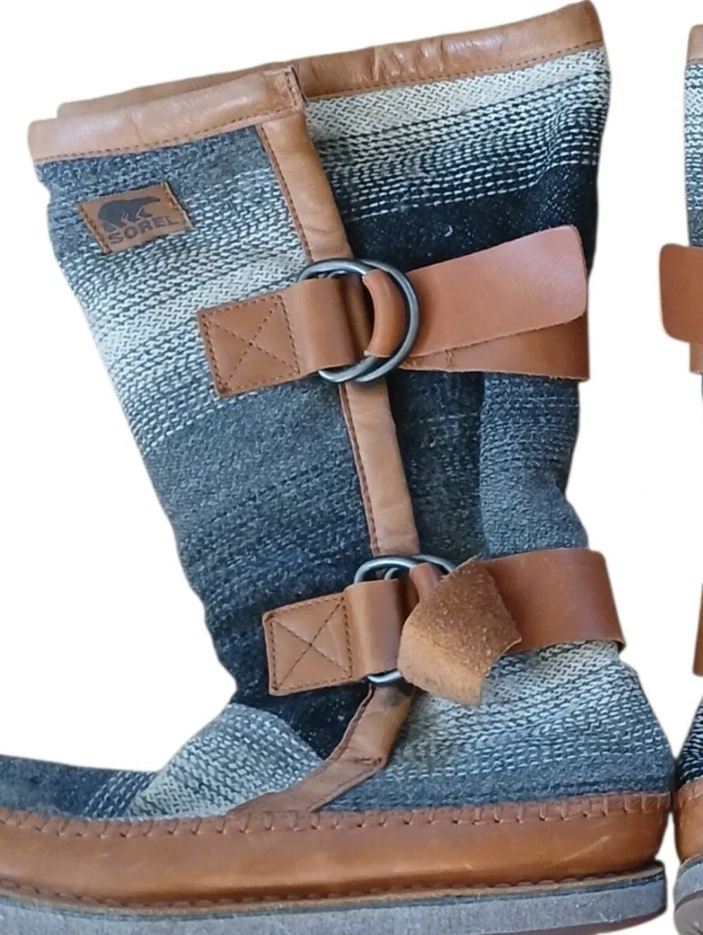 Sorel Chipahko Women's Boots 9 Combo Wool & Leather Knee-High Southwestern